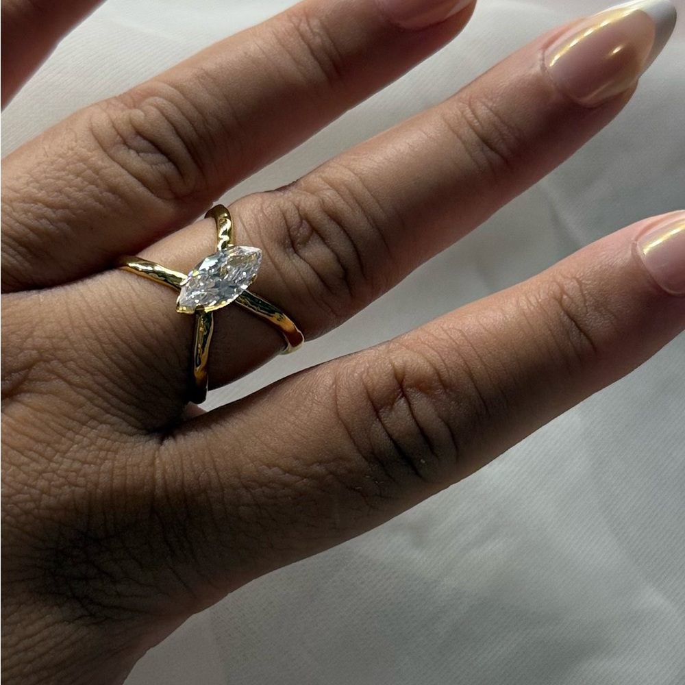 Elegant Gold and Silver Marquise Ring